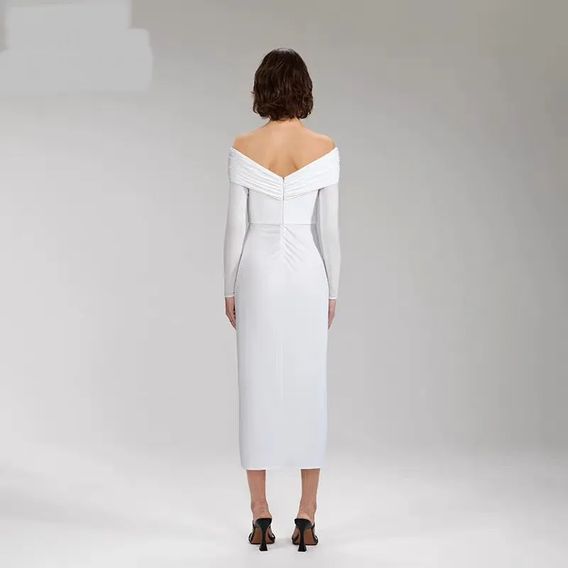 Lynx Off-shoulder Front Slit Dress