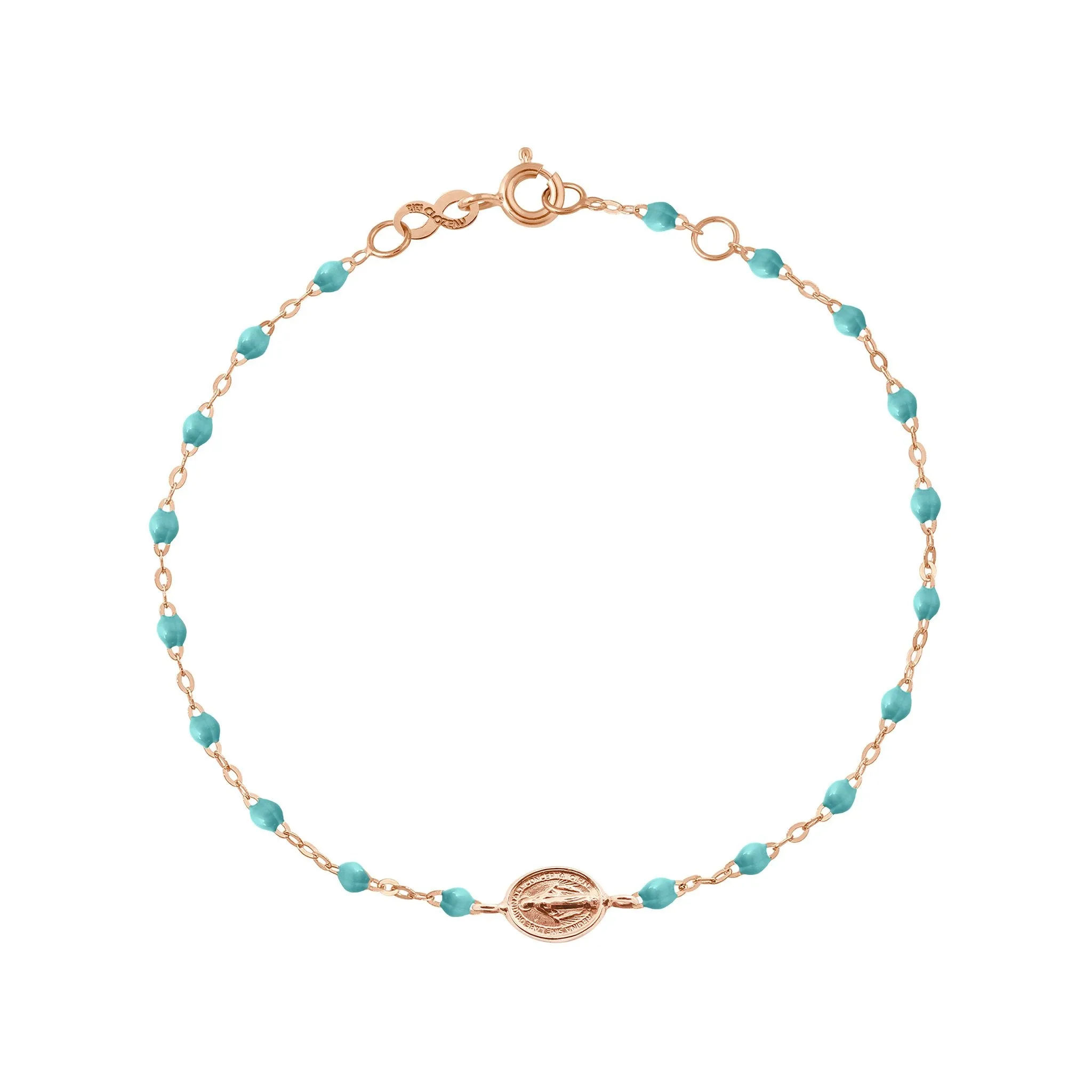 Madone Charm Classic Gigi Turquoise Green bracelet, Rose Gold, 6.7