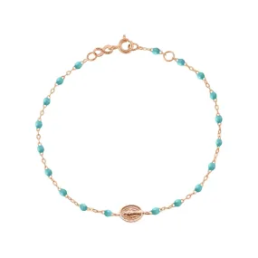 Madone Charm Classic Gigi Turquoise Green bracelet, Rose Gold, 6.7