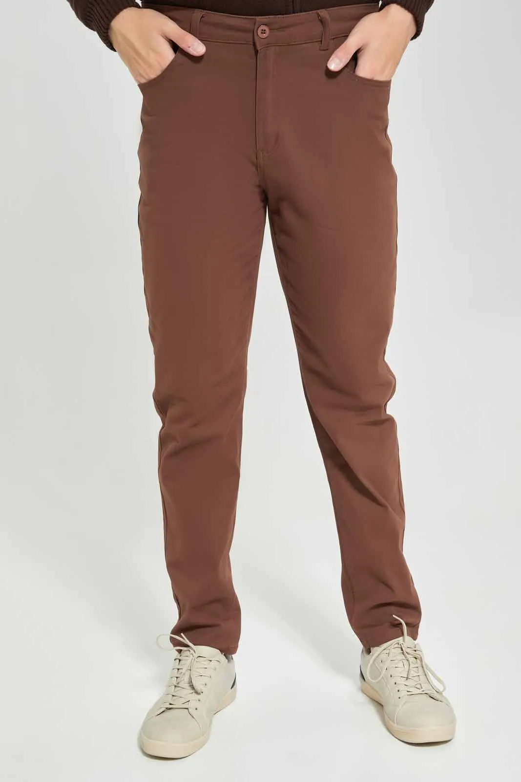 Men Brown 5-Pocket Jean