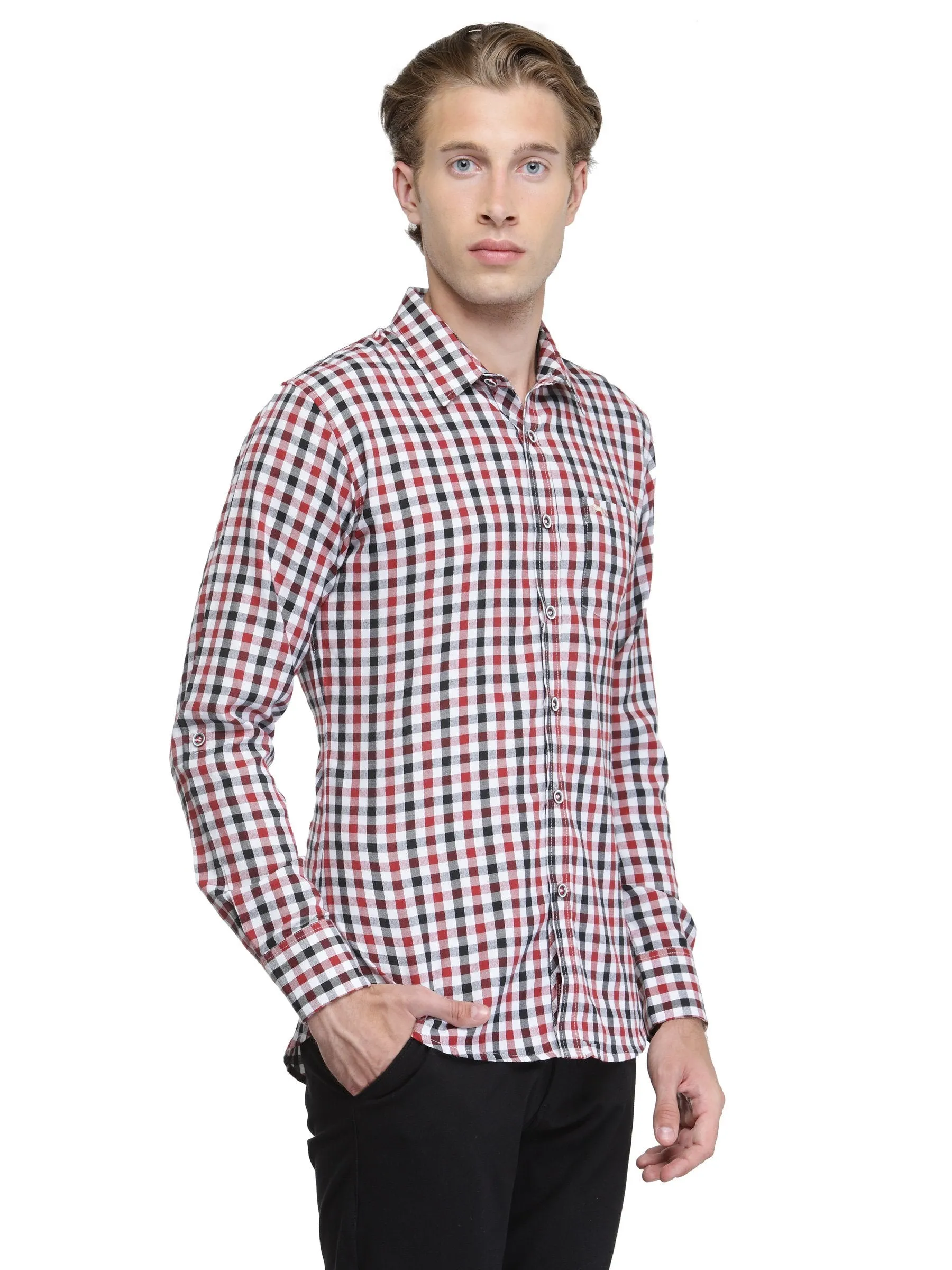 Men Slim Fit Full Sleeve Check Shirt