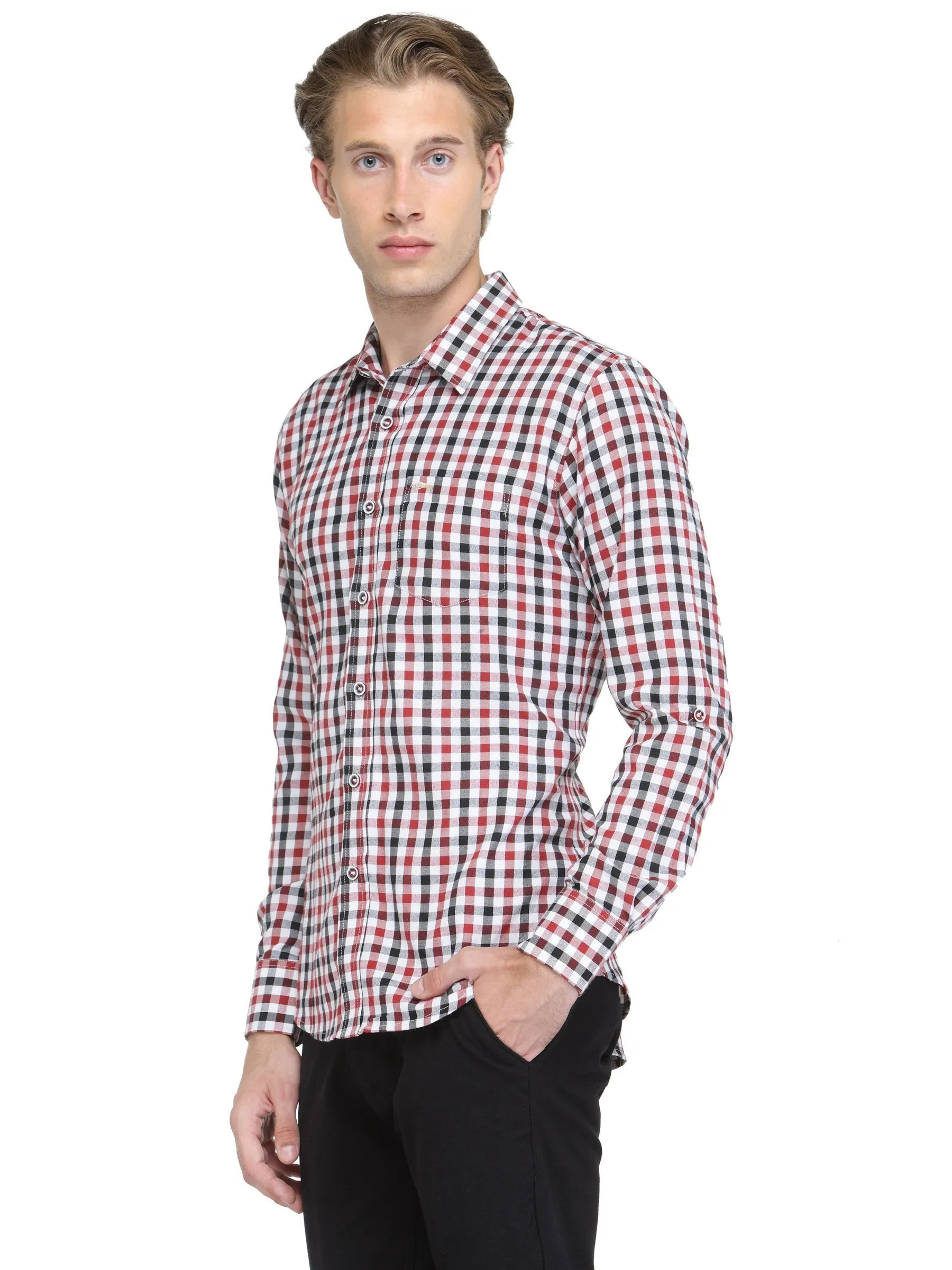 Men Slim Fit Full Sleeve Check Shirt