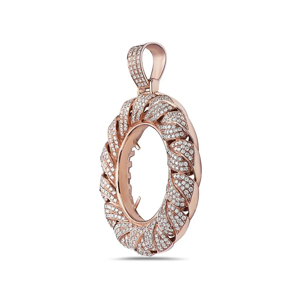 Men's 14K Rose Gold Torus Pendant with 6.26 CT Diamonds