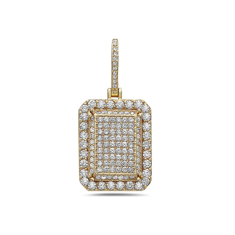 Men's 14K Yellow Gold Box Pendant with 5.80 CT Diamonds