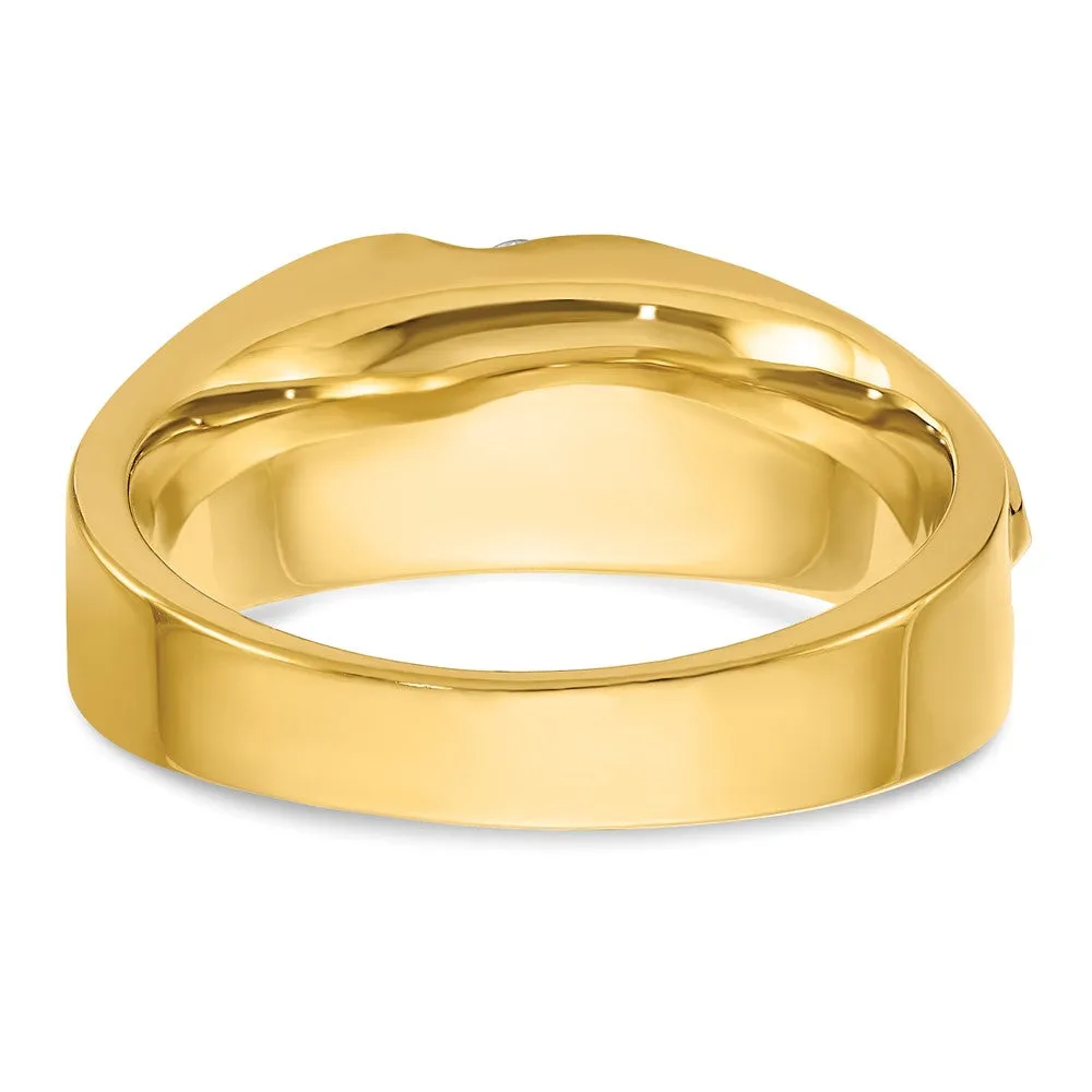 Men's 8.5mm 14K Two Tone Gold 4-Stone 1/4 Ctw Diamond Tapered Band