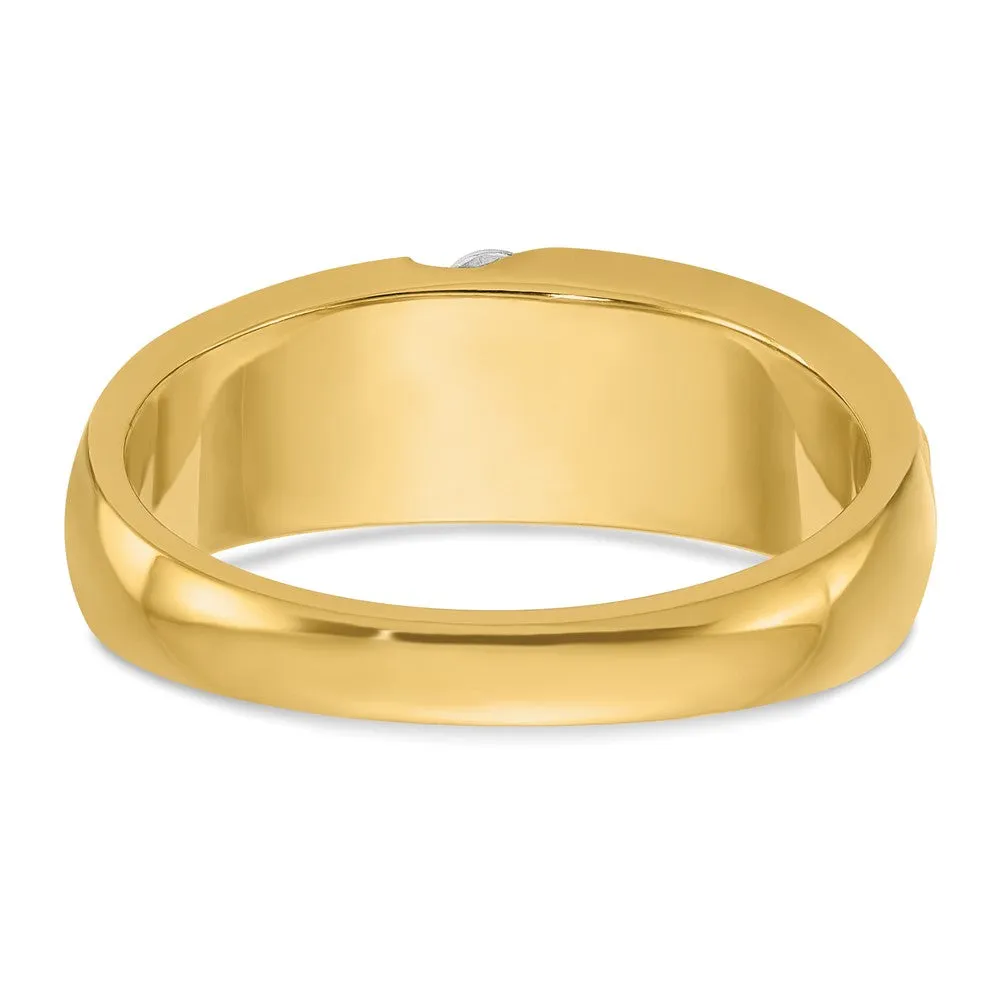 Men's 8mm 14K Yellow Gold 3-Stone 1/4 Ctw Diamond Tapered Band