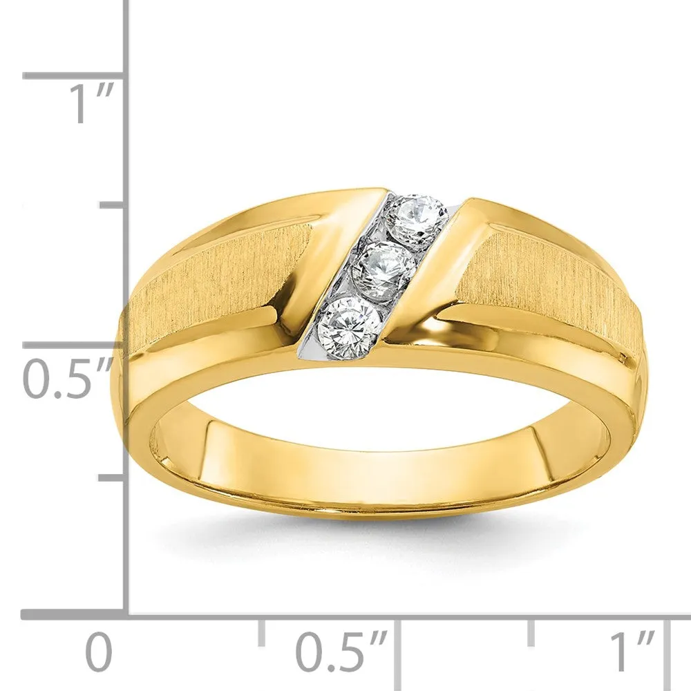 Men's 8mm 14K Yellow Gold 3-Stone 1/4 Ctw Diamond Tapered Band