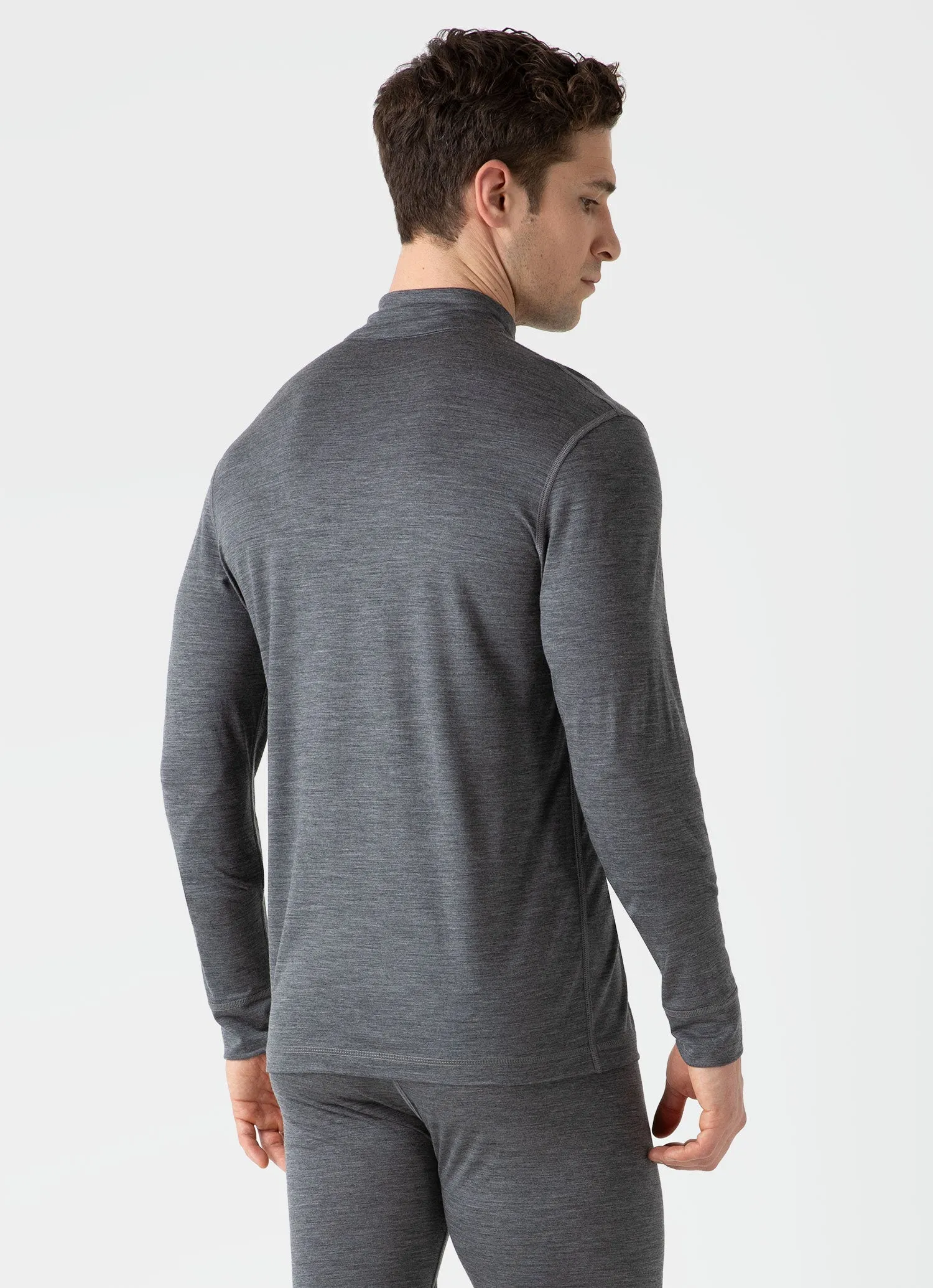 Men's Active Merino Half Zip Top in Grey Melange