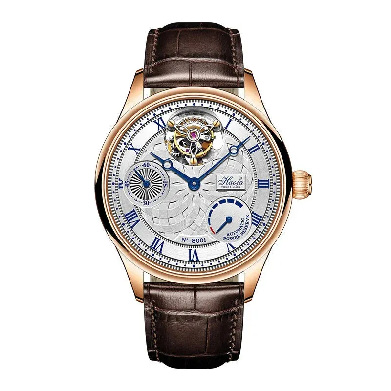 Men's Business Style Skeleton Automatic Tourbillon Mechanical Wristwatch