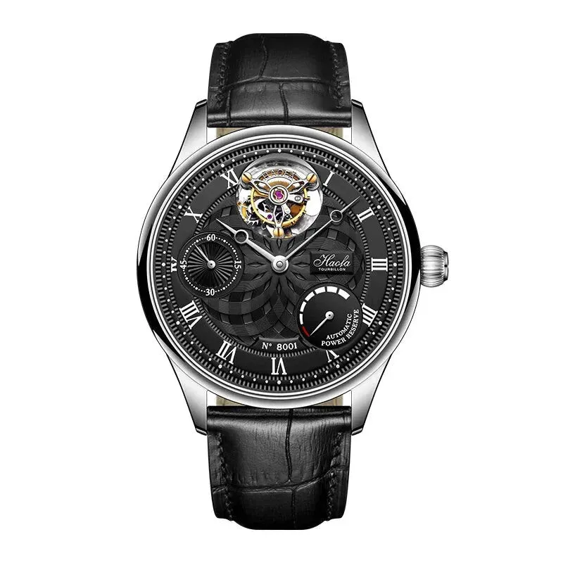 Men's Business Style Skeleton Automatic Tourbillon Mechanical Wristwatch