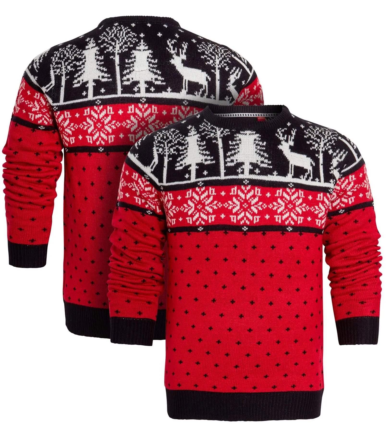 Mens Christmas Jumper Fairisle Pattern, Red, Sizes S to XL