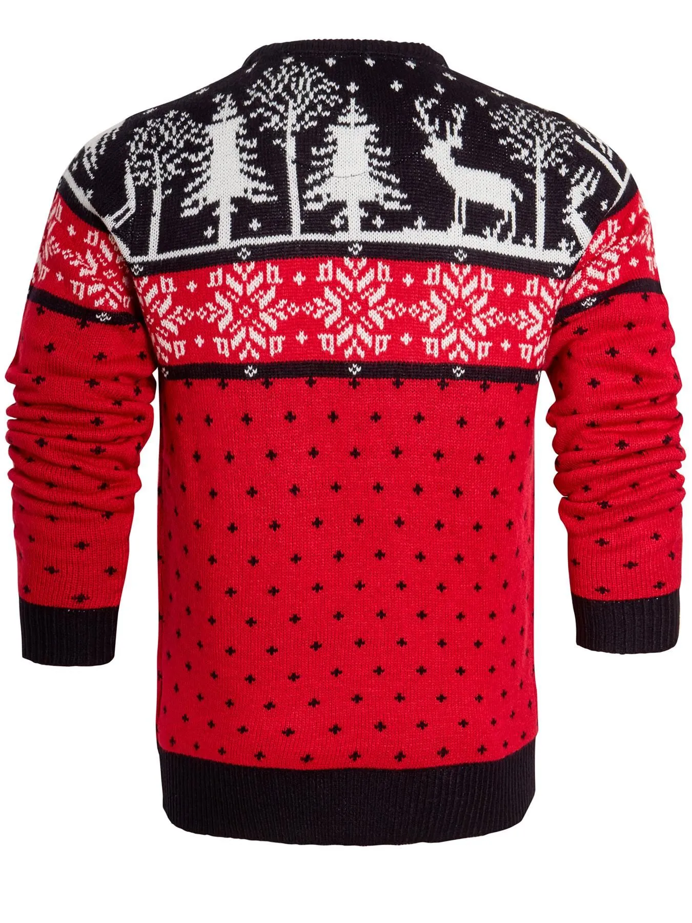 Mens Christmas Jumper Fairisle Pattern, Red, Sizes S to XL