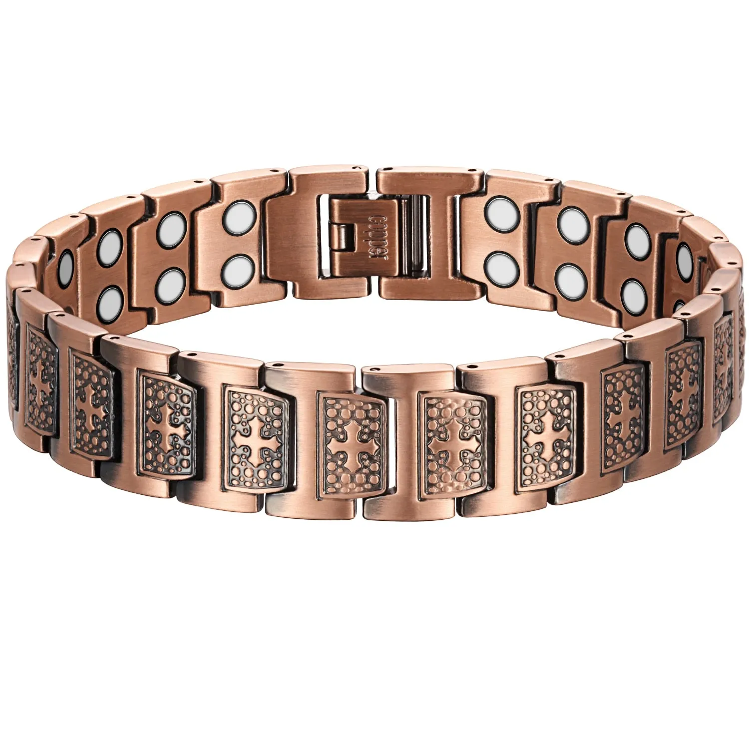 Men's Pure Copper Magnetic Wide Cross Viking Bracelet