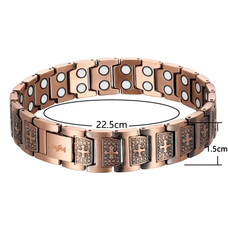 Men's Pure Copper Magnetic Wide Cross Viking Bracelet