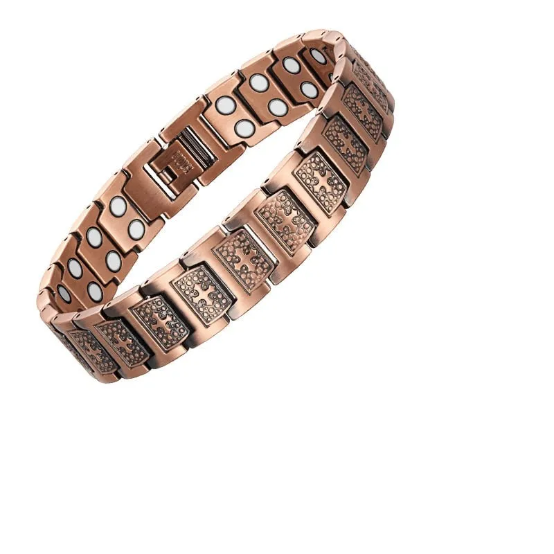 Men's Pure Copper Magnetic Wide Cross Viking Bracelet