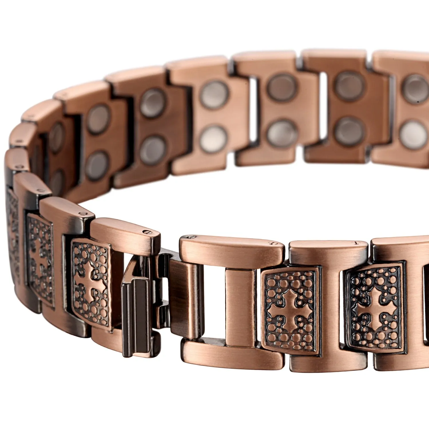 Men's Pure Copper Magnetic Wide Cross Viking Bracelet