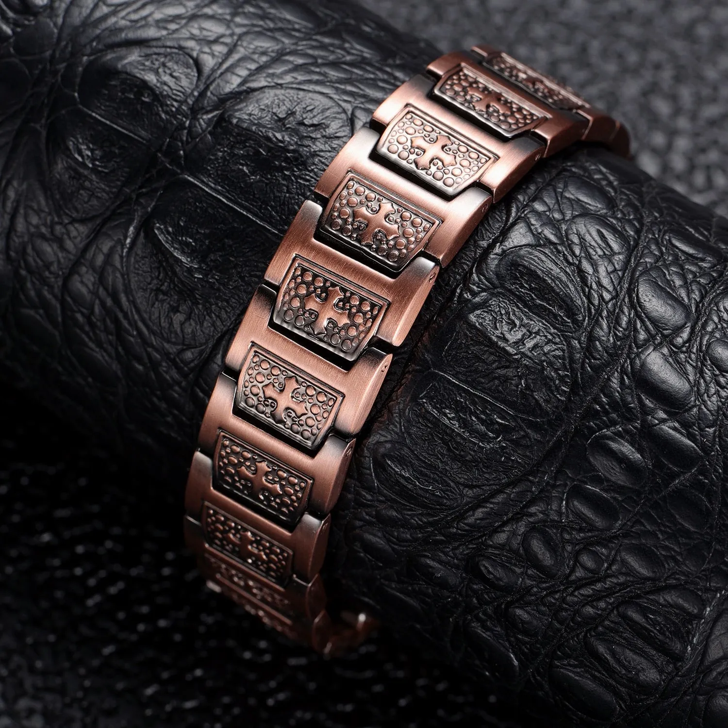 Men's Pure Copper Magnetic Wide Cross Viking Bracelet