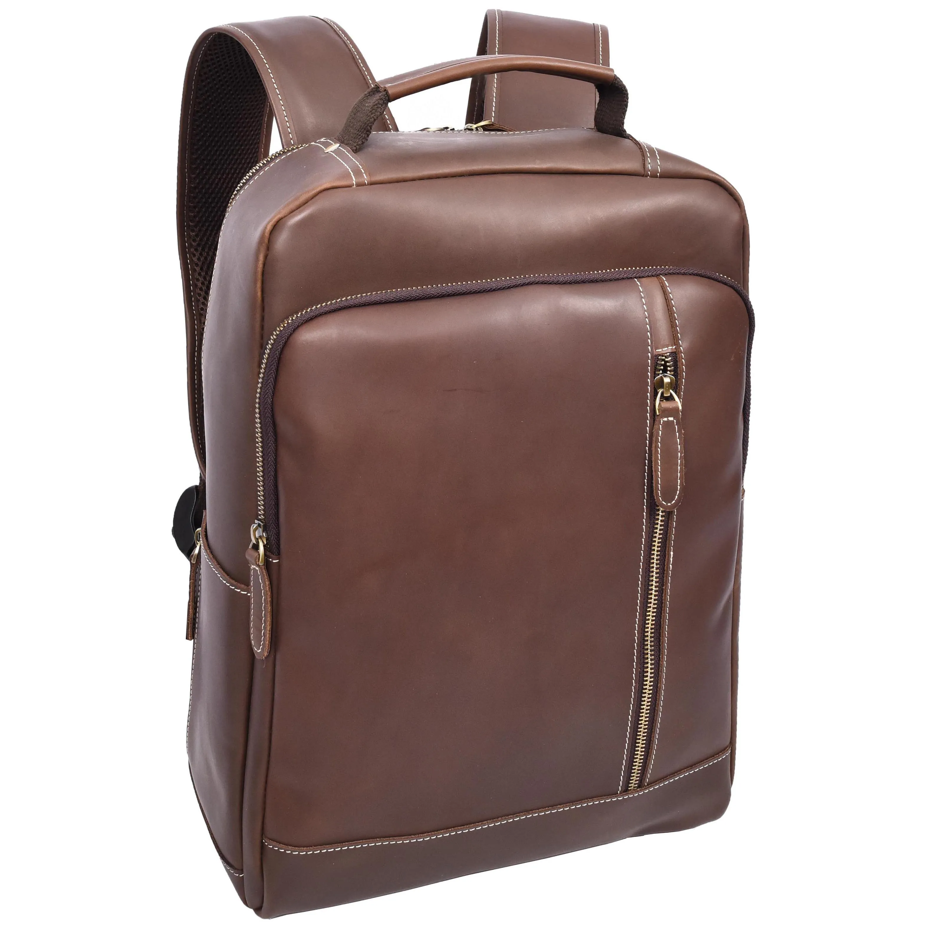 Mens Real Leather Backpack Large Size Laptop Travel Rucksack Cliff Brown Hunter