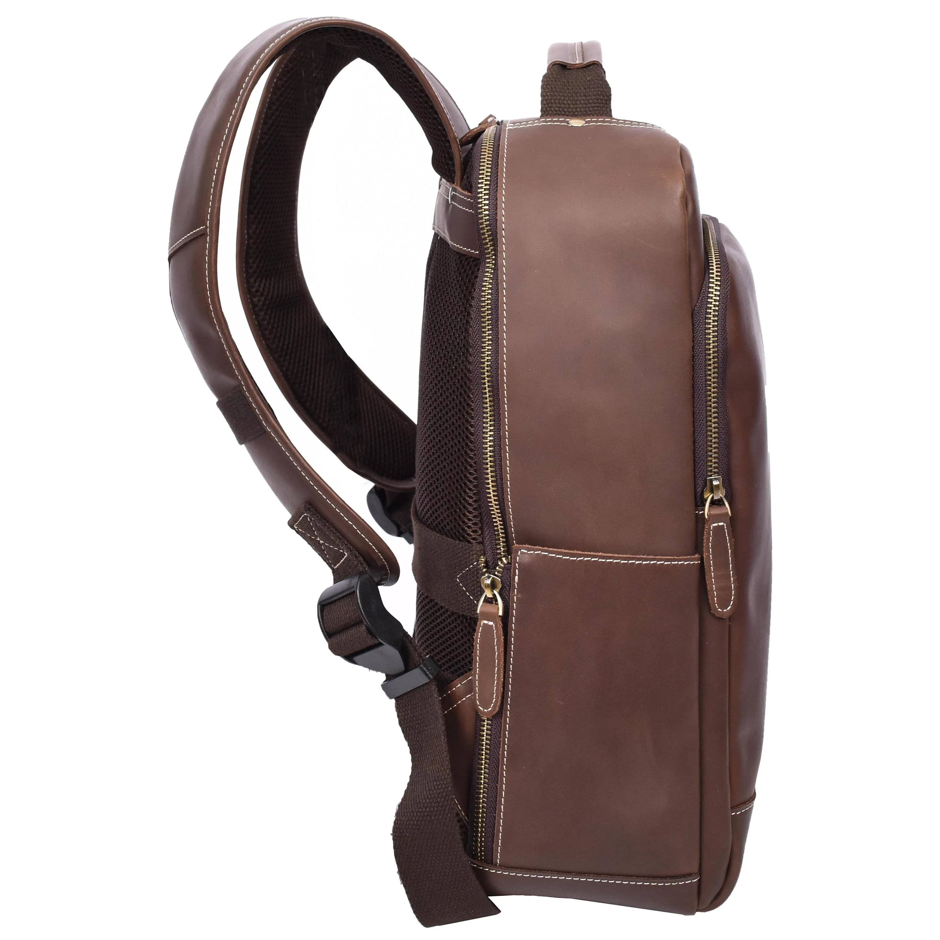 Mens Real Leather Backpack Large Size Laptop Travel Rucksack Cliff Brown Hunter