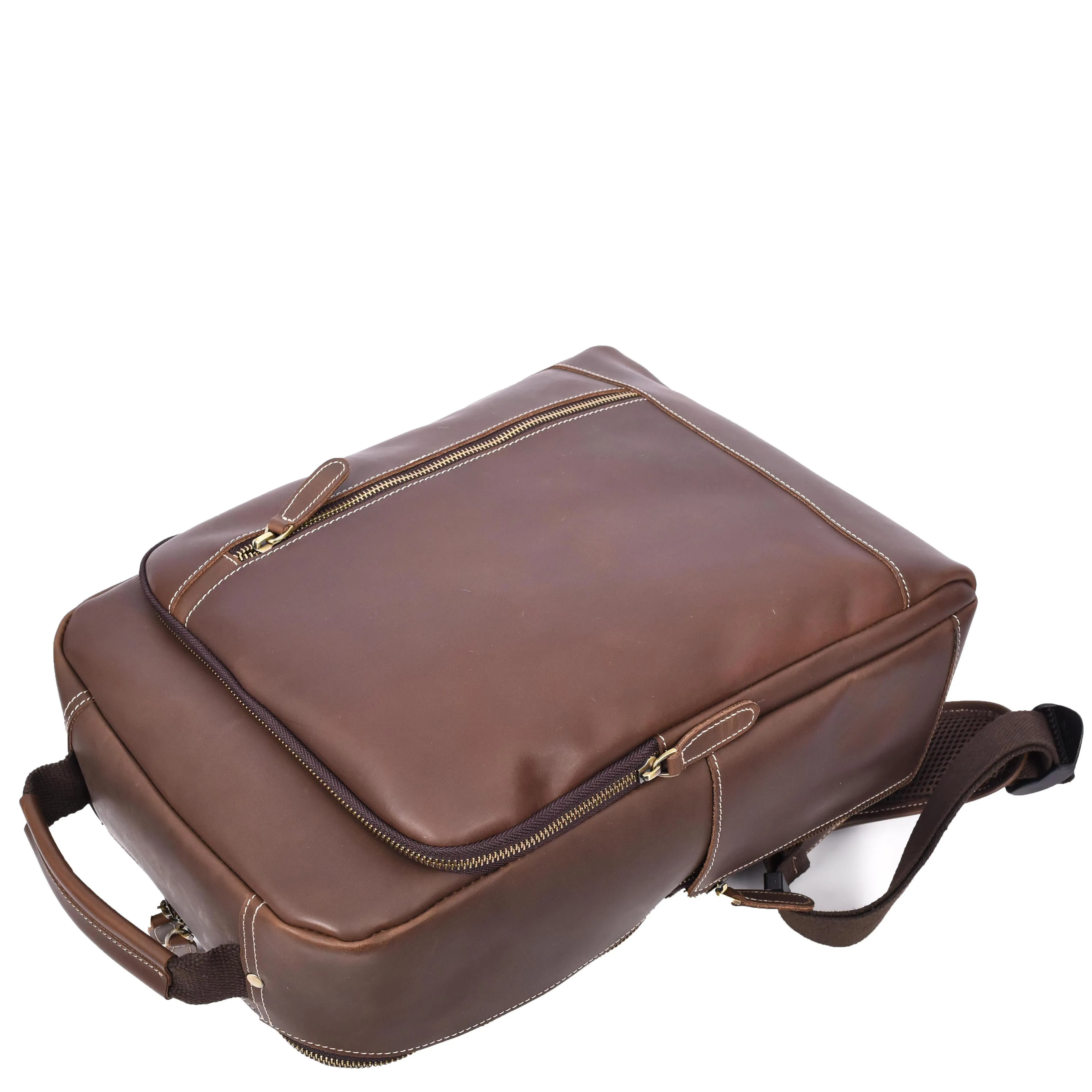 Mens Real Leather Backpack Large Size Laptop Travel Rucksack Cliff Brown Hunter