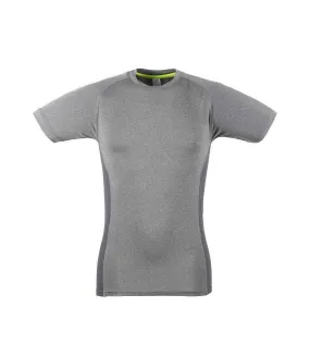 Mens slim t-shirt grey marl/grey Tombo