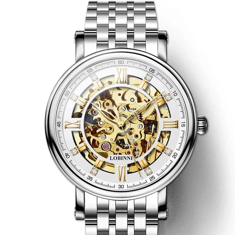 Men's Switzerland Luxury Business Skeleton Seagull Multifunction Wristwatch