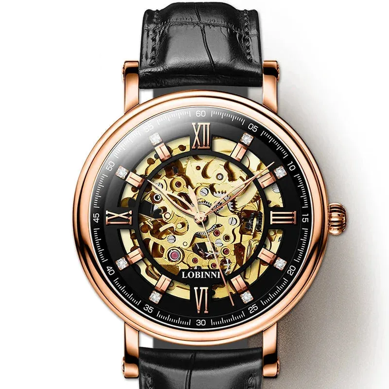 Men's Switzerland Luxury Business Skeleton Seagull Multifunction Wristwatch