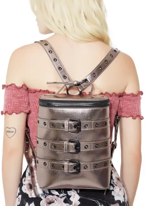 Metallic Buckle Down Backpack-