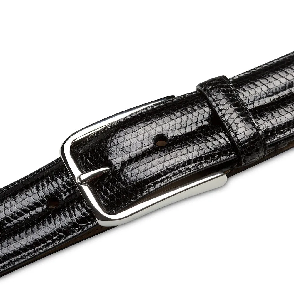 Mezlan AO11530 Black Classic Exotic Lizard Skin Men's Belt (MZB1243)