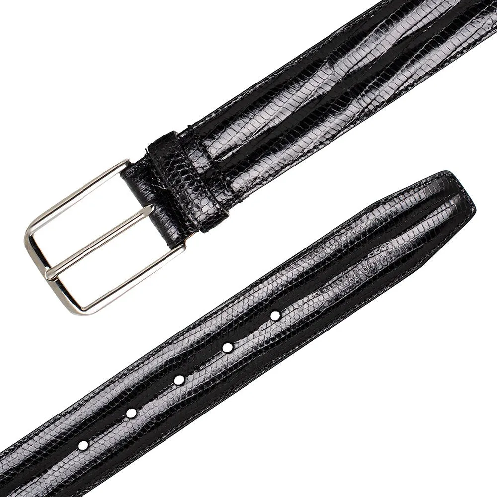 Mezlan AO11530 Black Classic Exotic Lizard Skin Men's Belt (MZB1243)