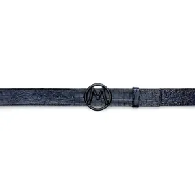 Mezlan Men's Belt SXB11491F Blue Exotic Crocodile Circle Icon (MZB1203)