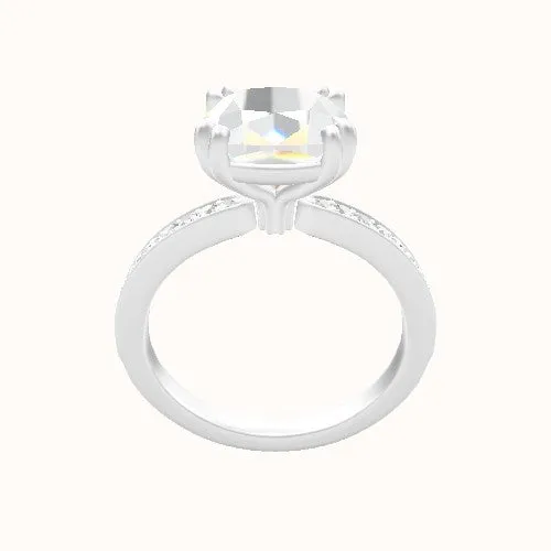 Micropave Engagement Ring With Double Prongs Head