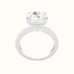 Micropave Engagement Ring With Double Prongs Head