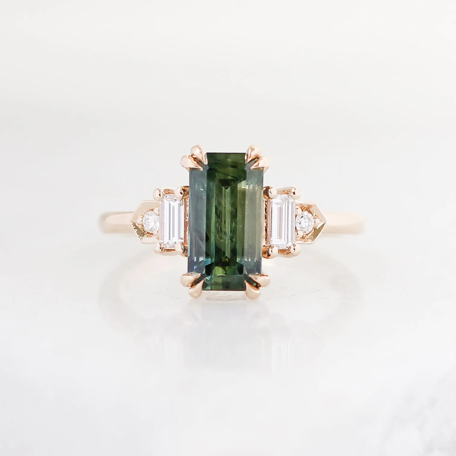 Misceo Emeradd Cut Green Sapphire Ring