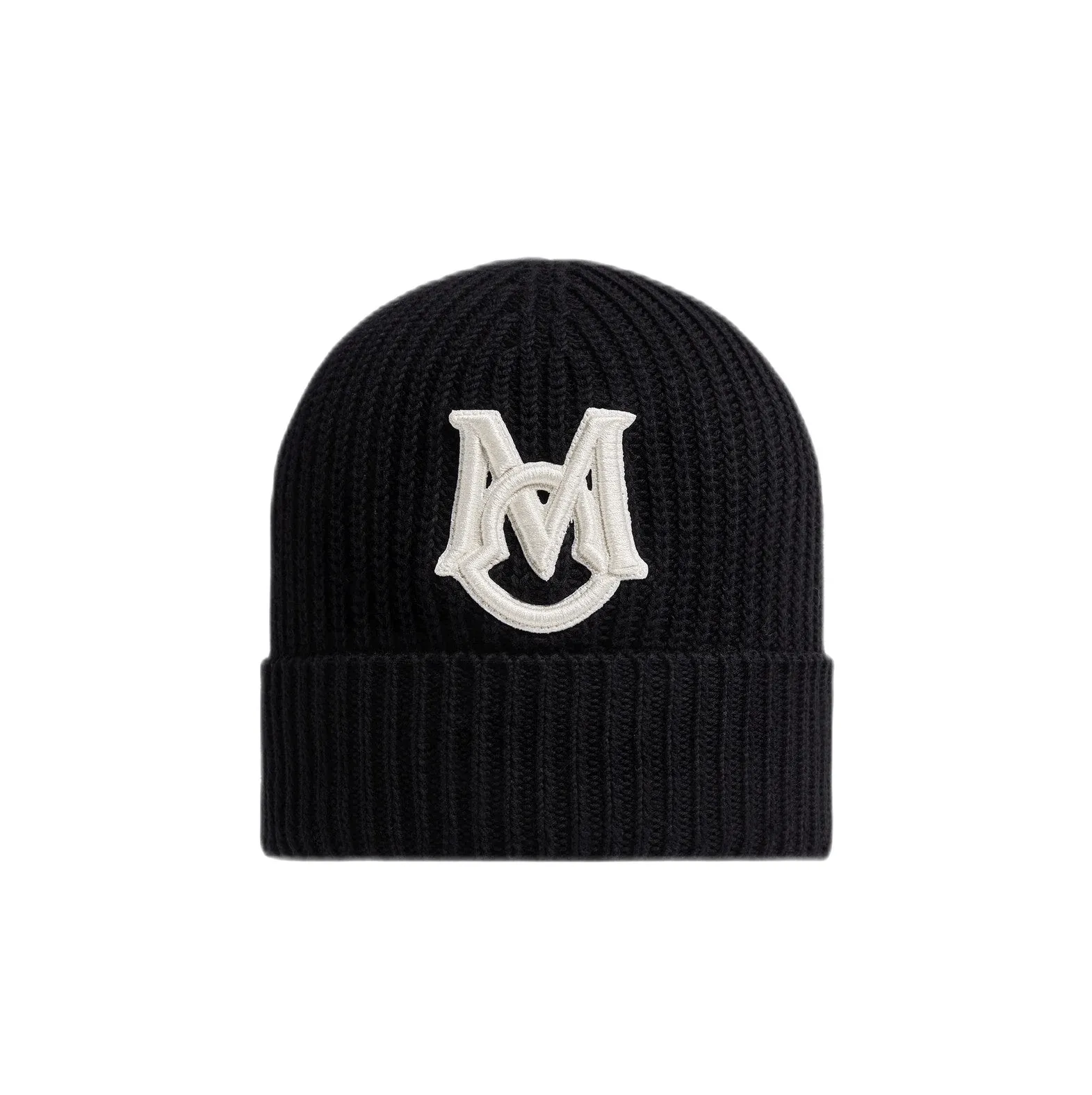 Moncler - Bonnet black à monogramme brodé