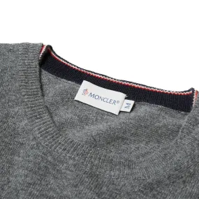 Moncler Lambswool Logo Crew KnitMid Grey