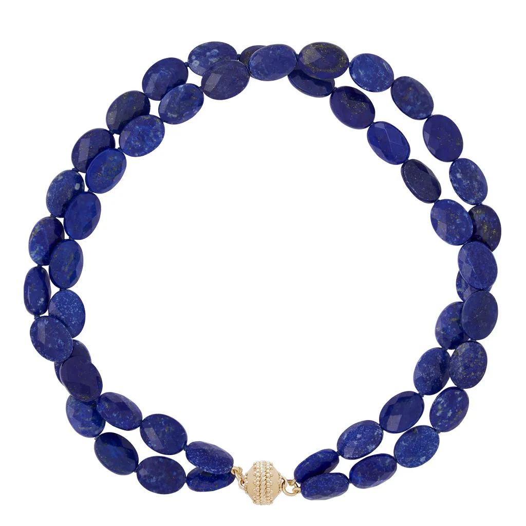 Nancy Oval Lapis Double Strand Necklace