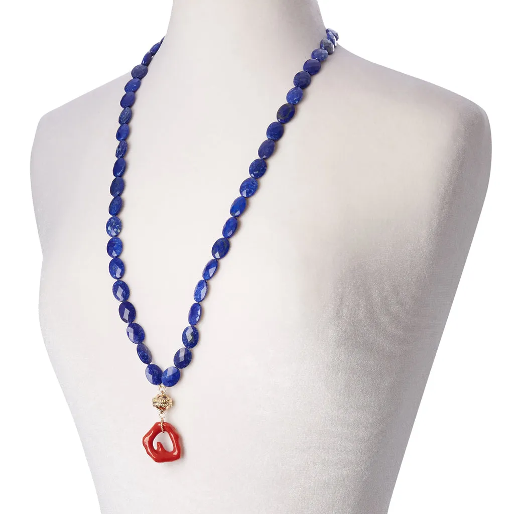 Nancy Oval Lapis Double Strand Necklace