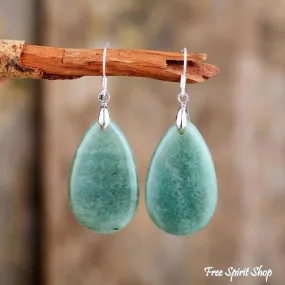 Natural Green Aventurine Tear-Drop Earrings