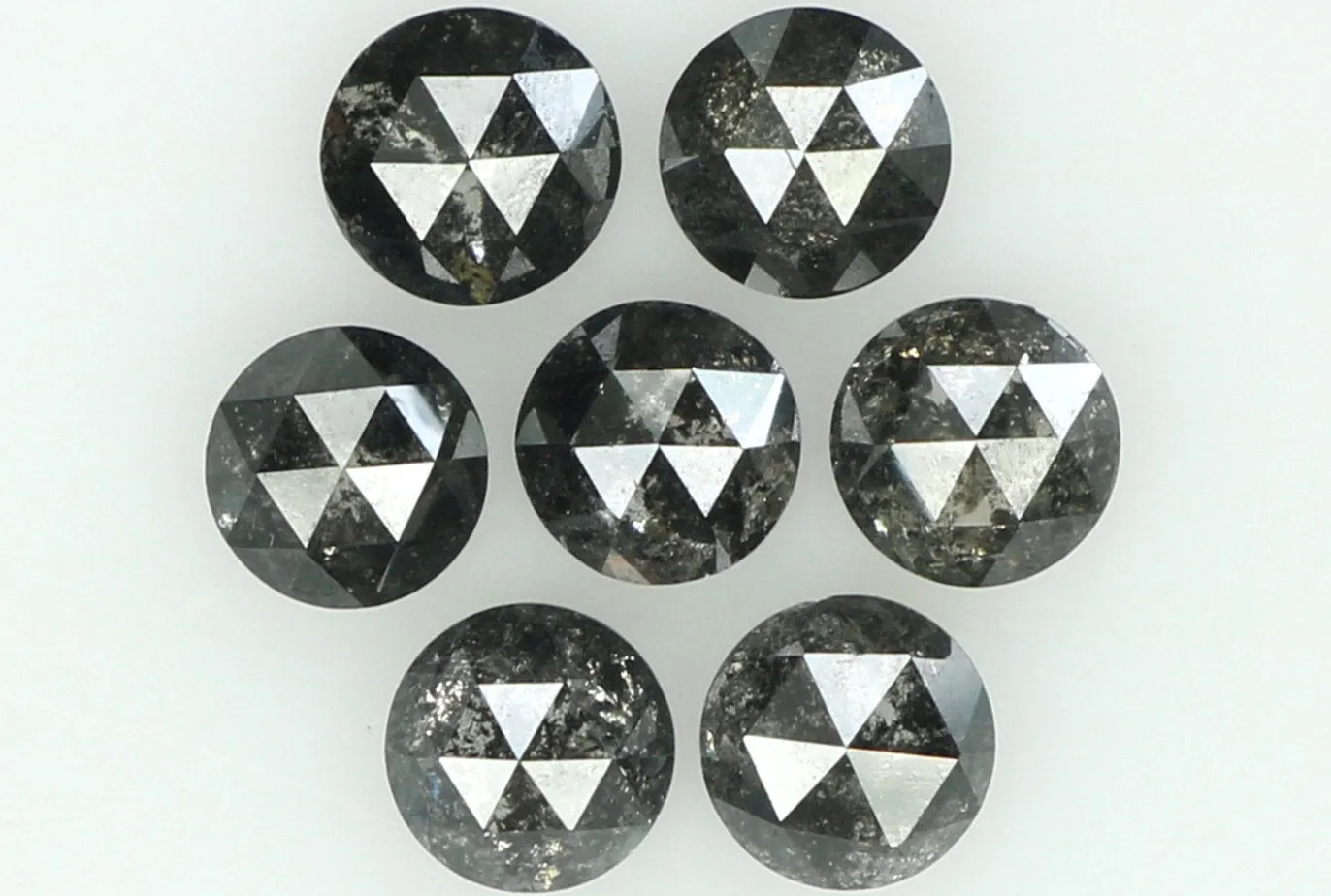 Natural Loose Diamond Round Rose Cut Black Grey Salt And Pepper Color I3 Clarity 7 Pcs 1.11 Ct KDL6226