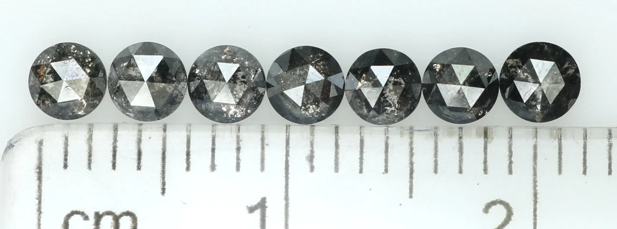 Natural Loose Diamond Round Rose Cut Black Grey Salt And Pepper Color I3 Clarity 7 Pcs 1.11 Ct KDL6226