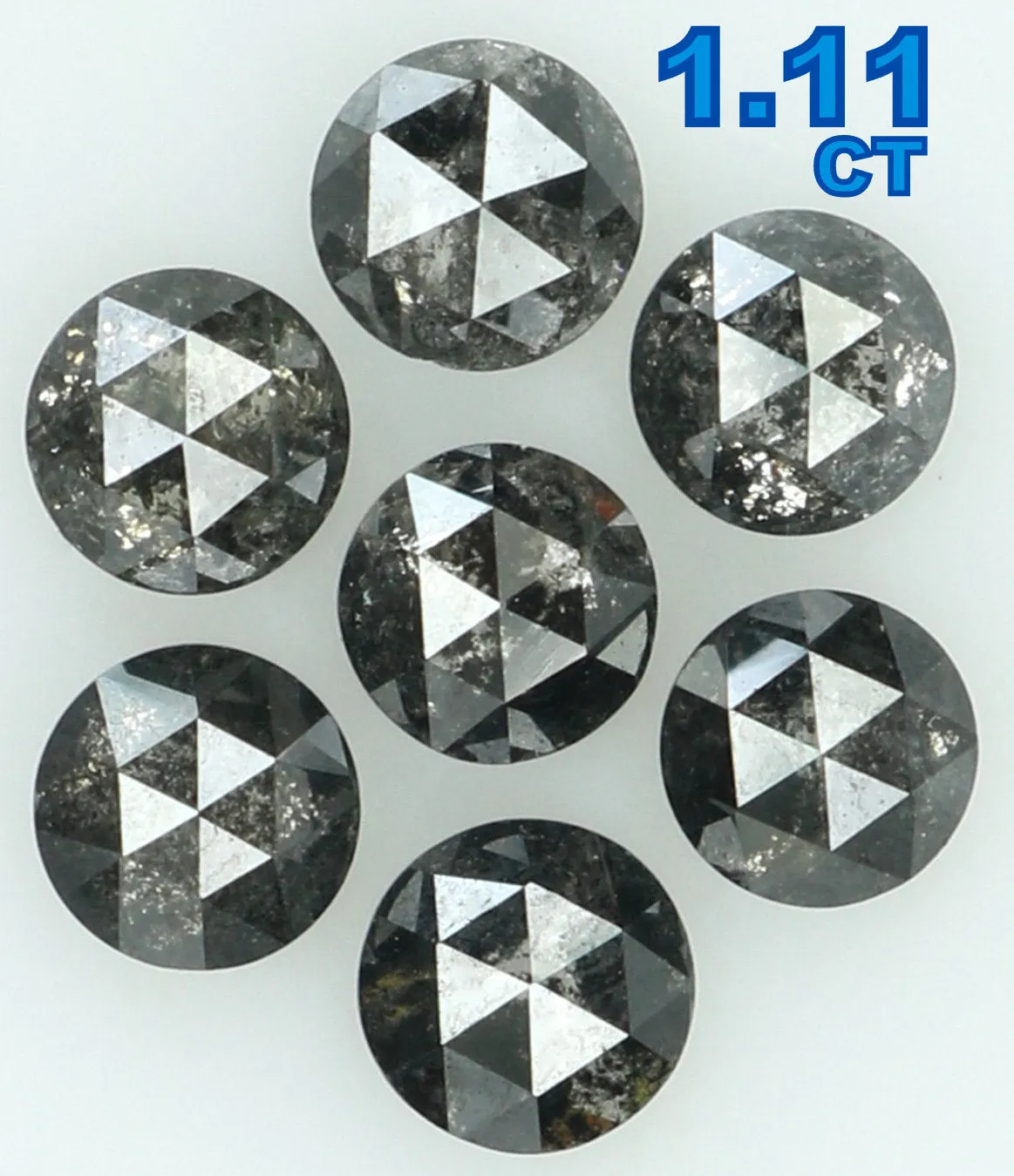 Natural Loose Diamond Round Rose Cut Black Grey Salt And Pepper Color I3 Clarity 7 Pcs 1.11 Ct KDL6226