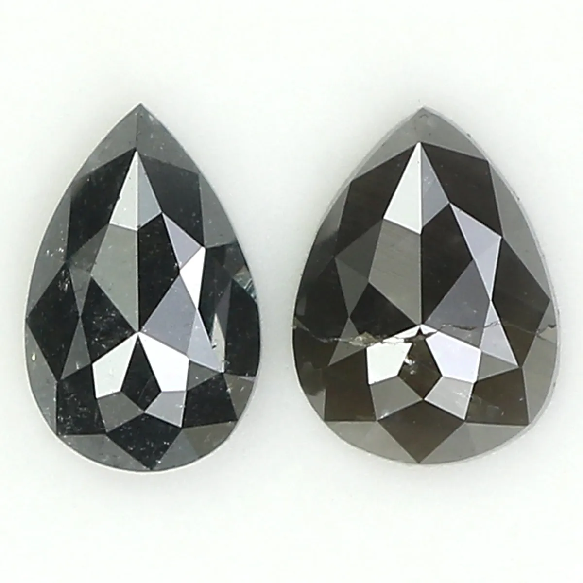 Natural Loose Pear Salt And Pepper Diamond Black Grey Color 0.73 CT 5.65 MM Pear Shape Rose Cut Diamond KR2386