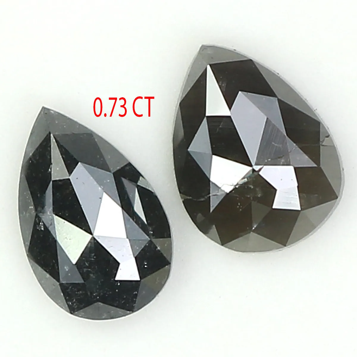 Natural Loose Pear Salt And Pepper Diamond Black Grey Color 0.73 CT 5.65 MM Pear Shape Rose Cut Diamond KR2386