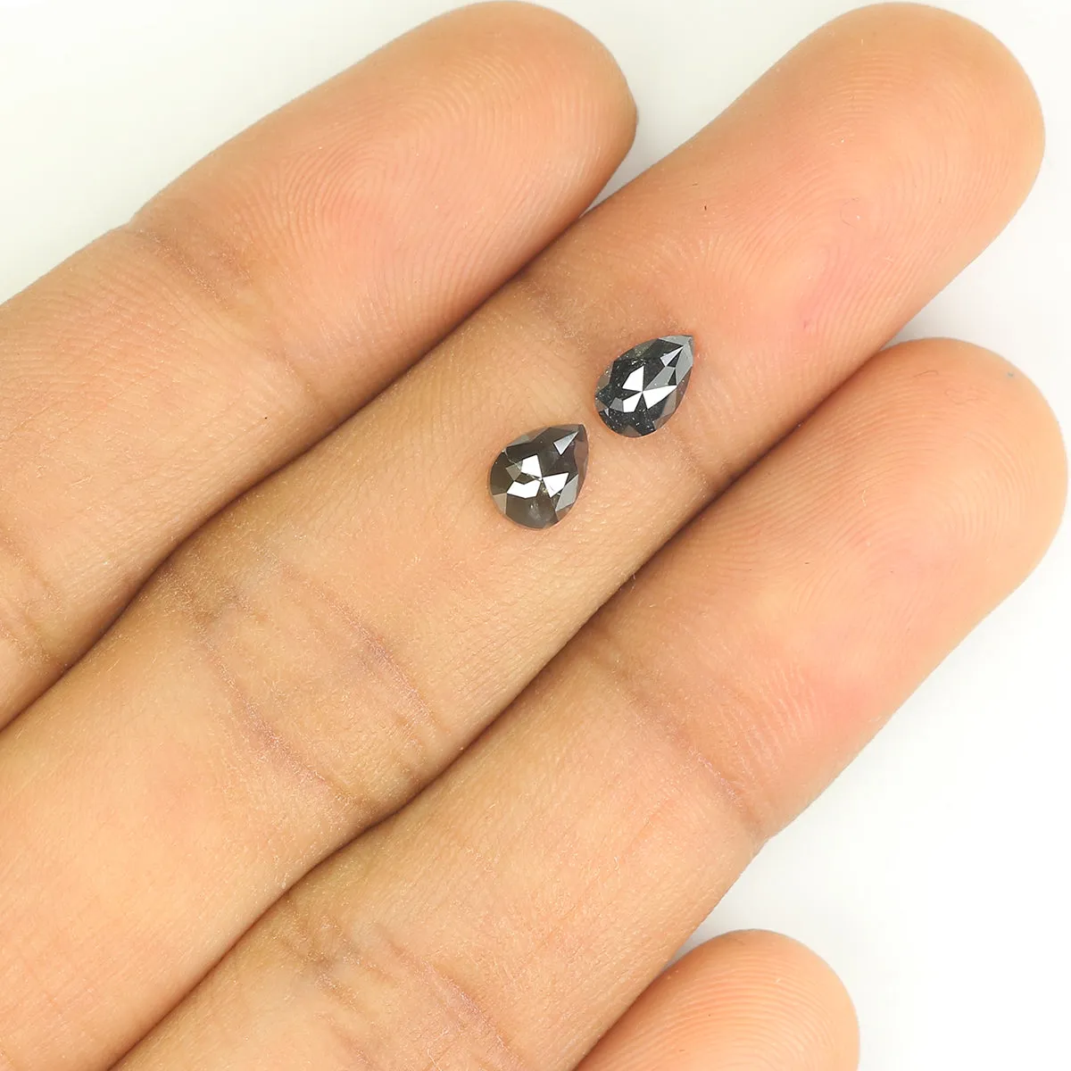 Natural Loose Pear Salt And Pepper Diamond Black Grey Color 0.73 CT 5.65 MM Pear Shape Rose Cut Diamond KR2386