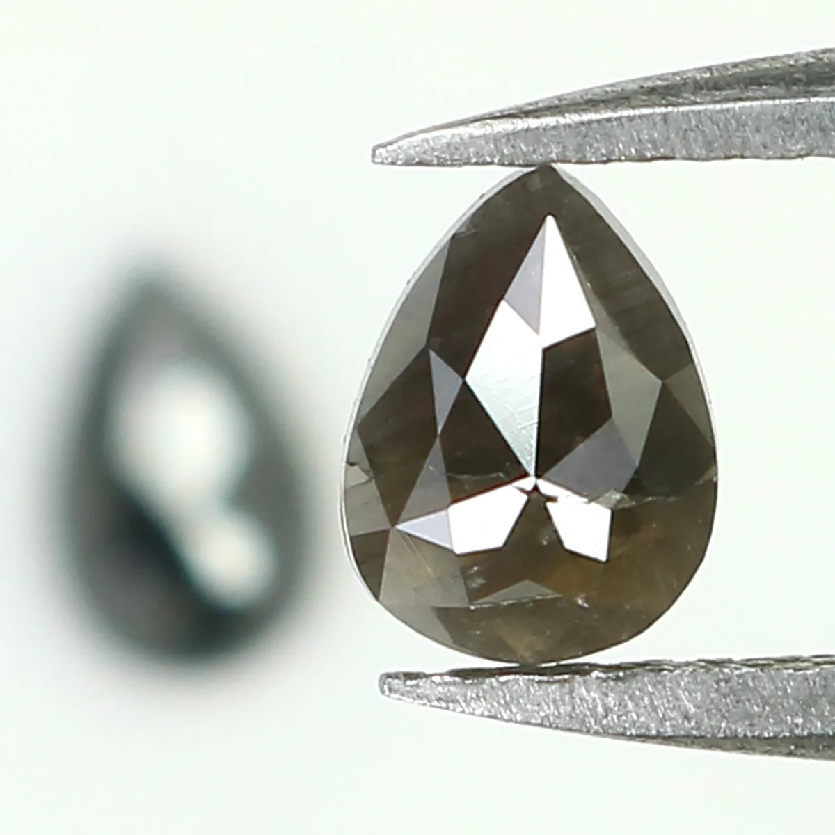 Natural Loose Pear Salt And Pepper Diamond Black Grey Color 0.73 CT 5.65 MM Pear Shape Rose Cut Diamond KR2386