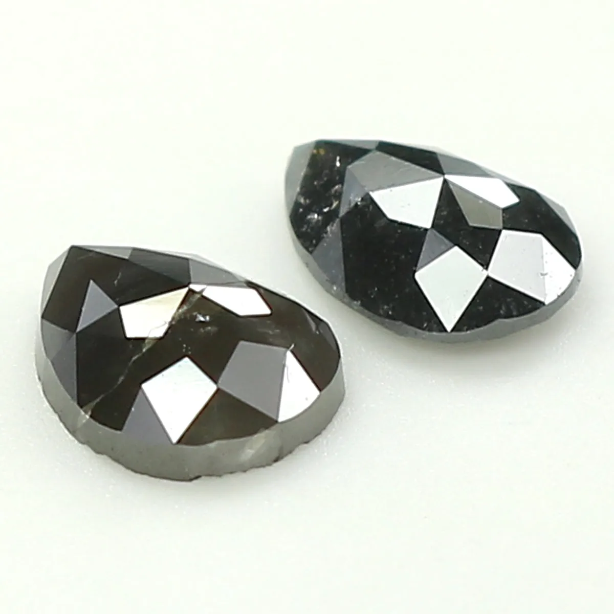 Natural Loose Pear Salt And Pepper Diamond Black Grey Color 0.73 CT 5.65 MM Pear Shape Rose Cut Diamond KR2386