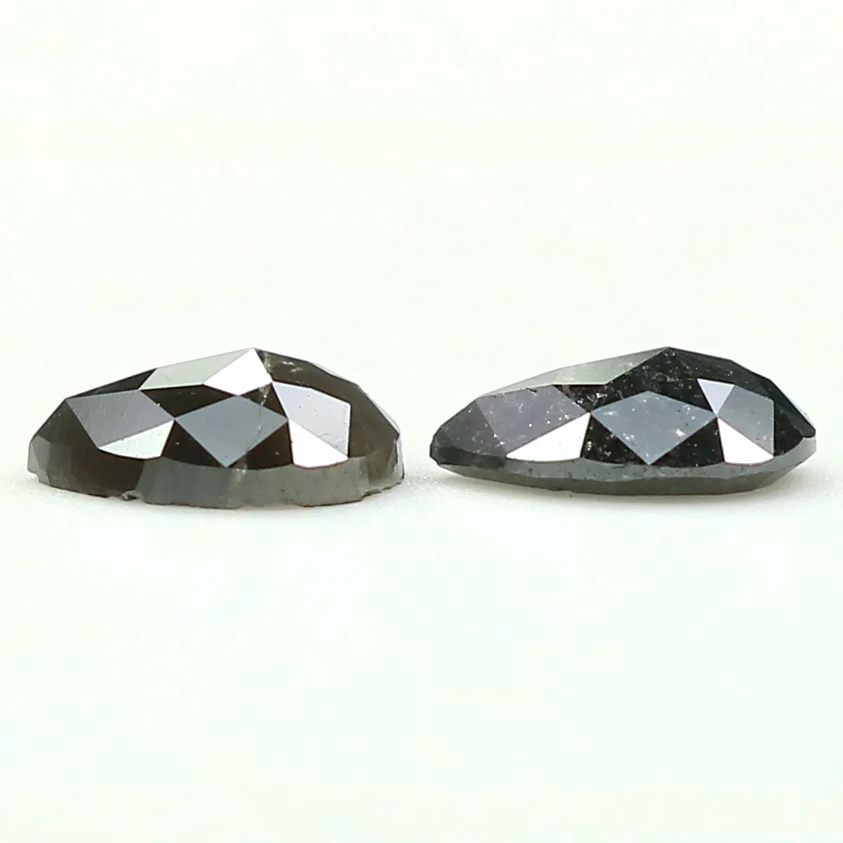 Natural Loose Pear Salt And Pepper Diamond Black Grey Color 0.73 CT 5.65 MM Pear Shape Rose Cut Diamond KR2386