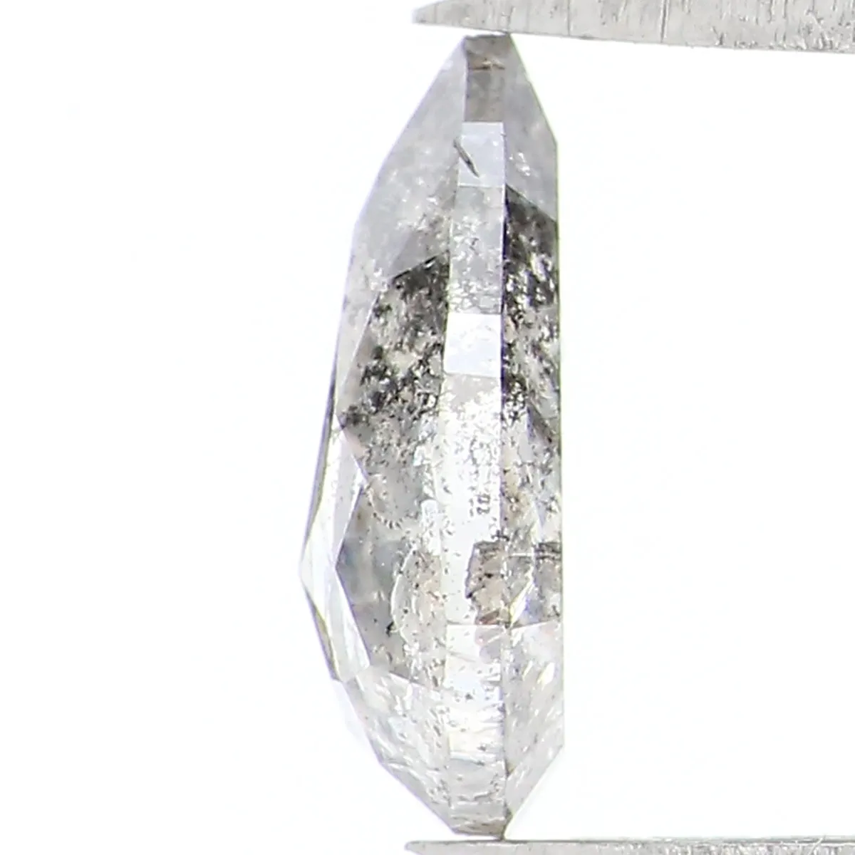 Natural Loose Pear Salt And Pepper Diamond Black Grey Color 0.85 CT 8.05 MM Pear Shape Rose Cut Diamond L1602