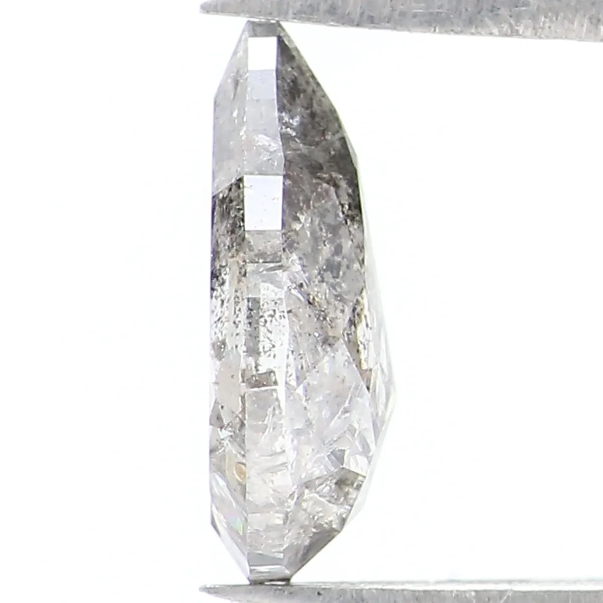 Natural Loose Pear Salt And Pepper Diamond Black Grey Color 0.85 CT 8.05 MM Pear Shape Rose Cut Diamond L1602